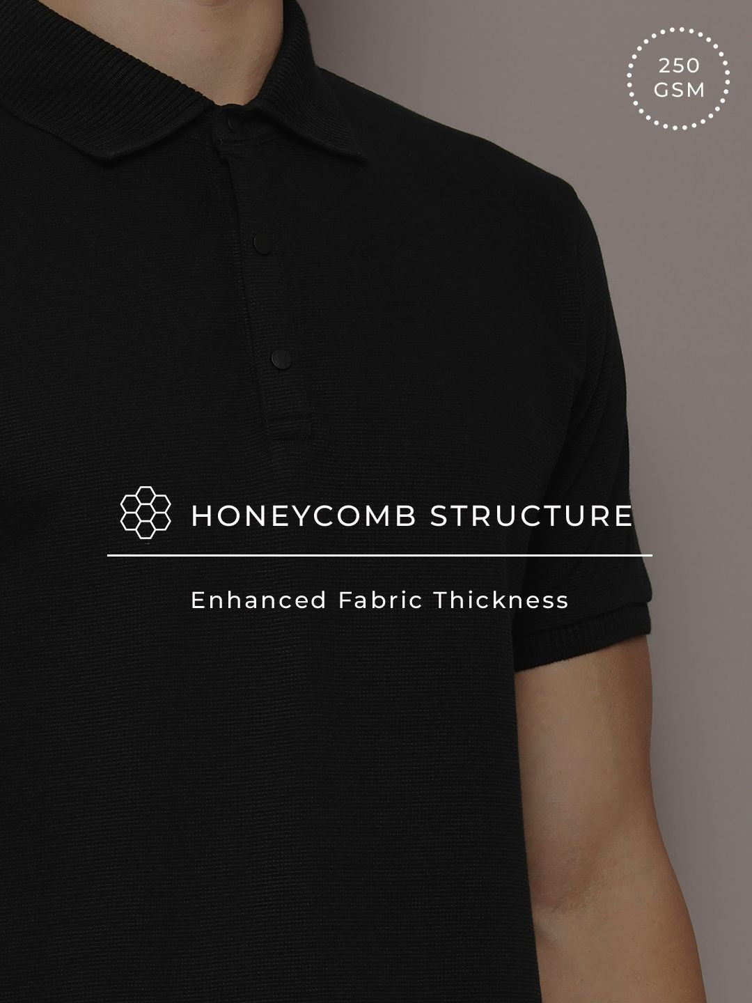 DILLINGER Men Polo Collar Honeycomb Structure T-shirt