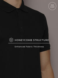 DILLINGER Men Polo Collar Honeycomb Structure T-shirt