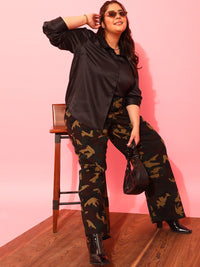 CURVY STREET Black Classic Opaque Casual Shirt