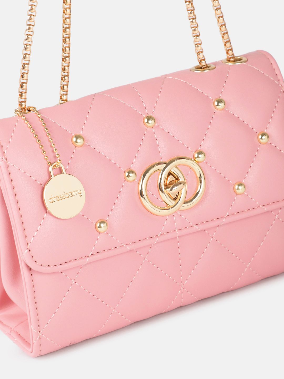 DressBerry Quilted Shoulder Bag with Studded Detail