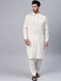 SOJANYA Men Off-White Solid Pathani Kurta with Salwar
