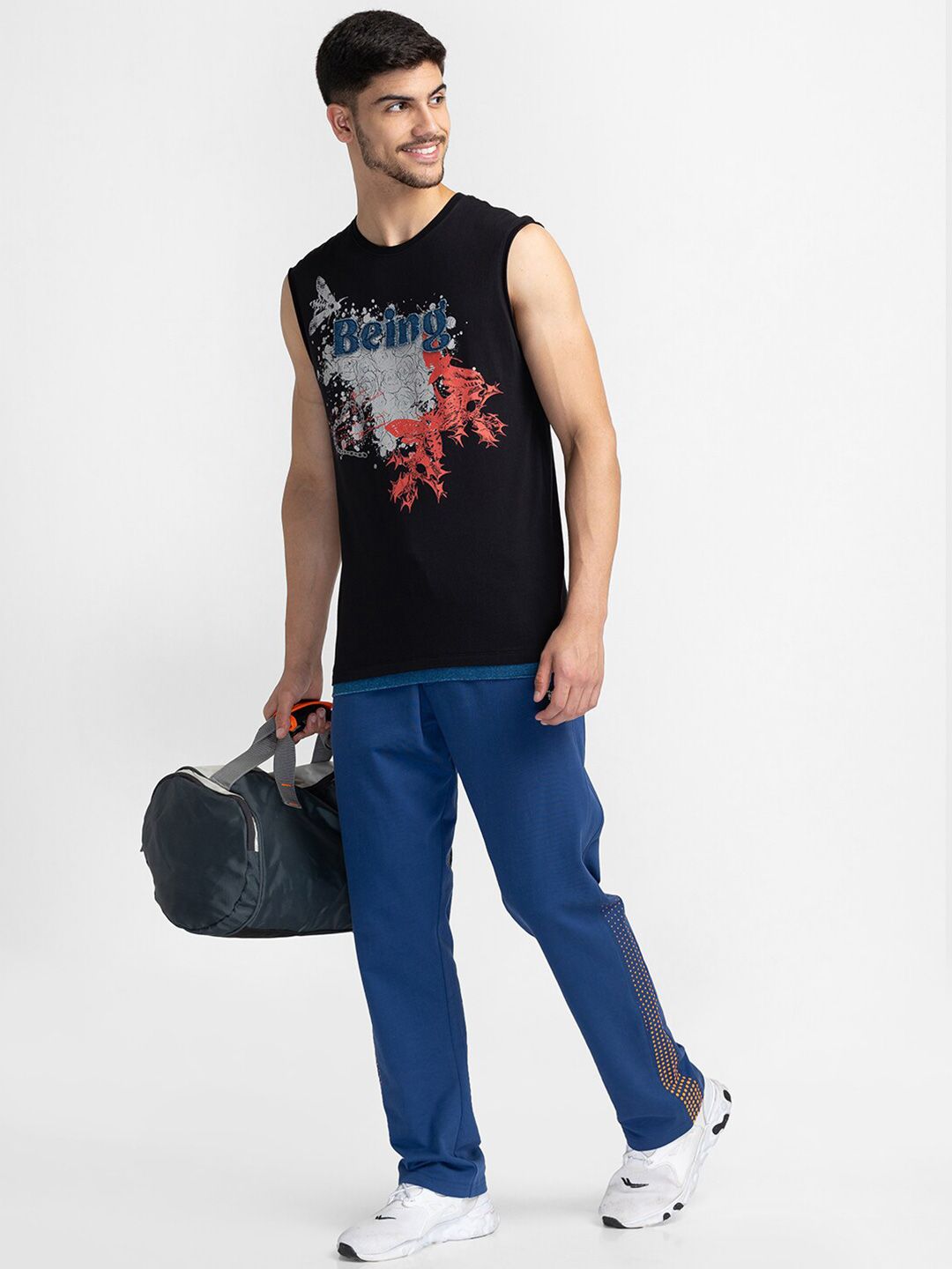 Being Human Typography Printed Sleeveless Cotton T-shirt