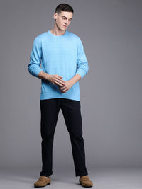 Raymond Men Blue Striped Pullover