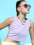 Tokyo Talkies Women Lavender Solid Crop Top