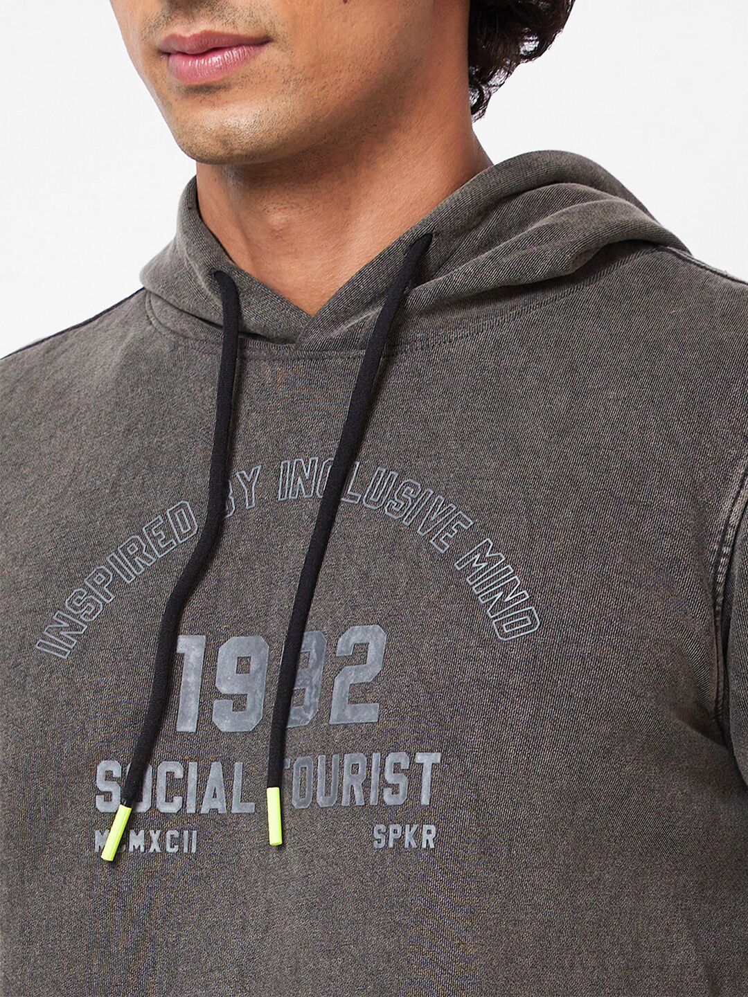 SPYKAR Typography Printed Hooded Pullover Sweatshirt