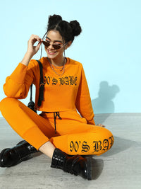 STREET 9 Women Bright Orange Typography Gym Kit Trousers