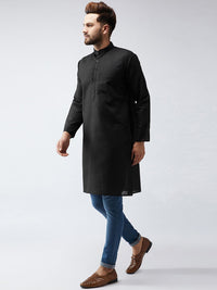 SOJANYA Men Black Solid Straight Kurta