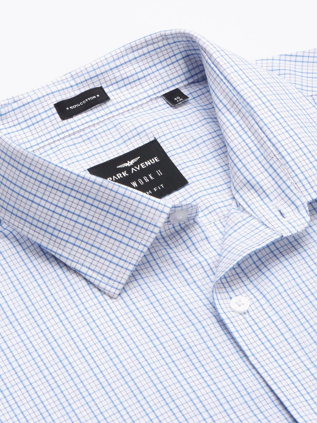 Park Avenue Men Blue Slim Fit Checked Formal Shirt