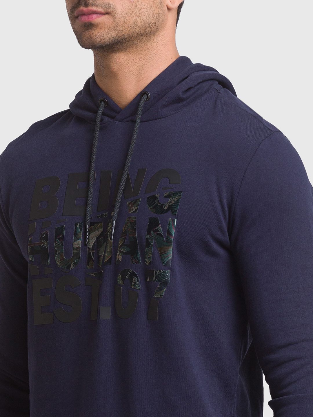 Being Human Men Navy Blue Printed Sweatshirt