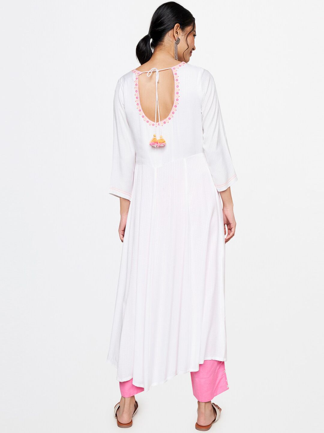 Global Desi Women Ethnic Motifs Embroidered Thread Work A-Line Kurta