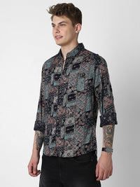 VASTRADO Men Classic Slim Fit Ethnic Motifs Printed Casual Shirt