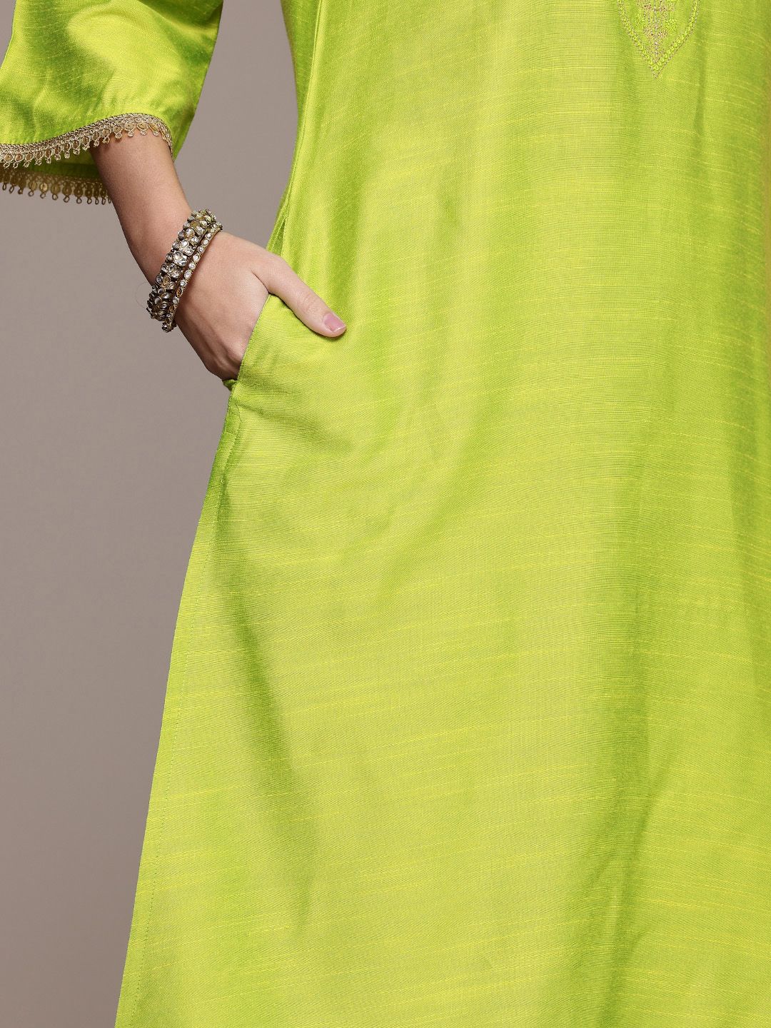 House of Pataudi Floral Yoke Design Thread Work Jashn Kurta