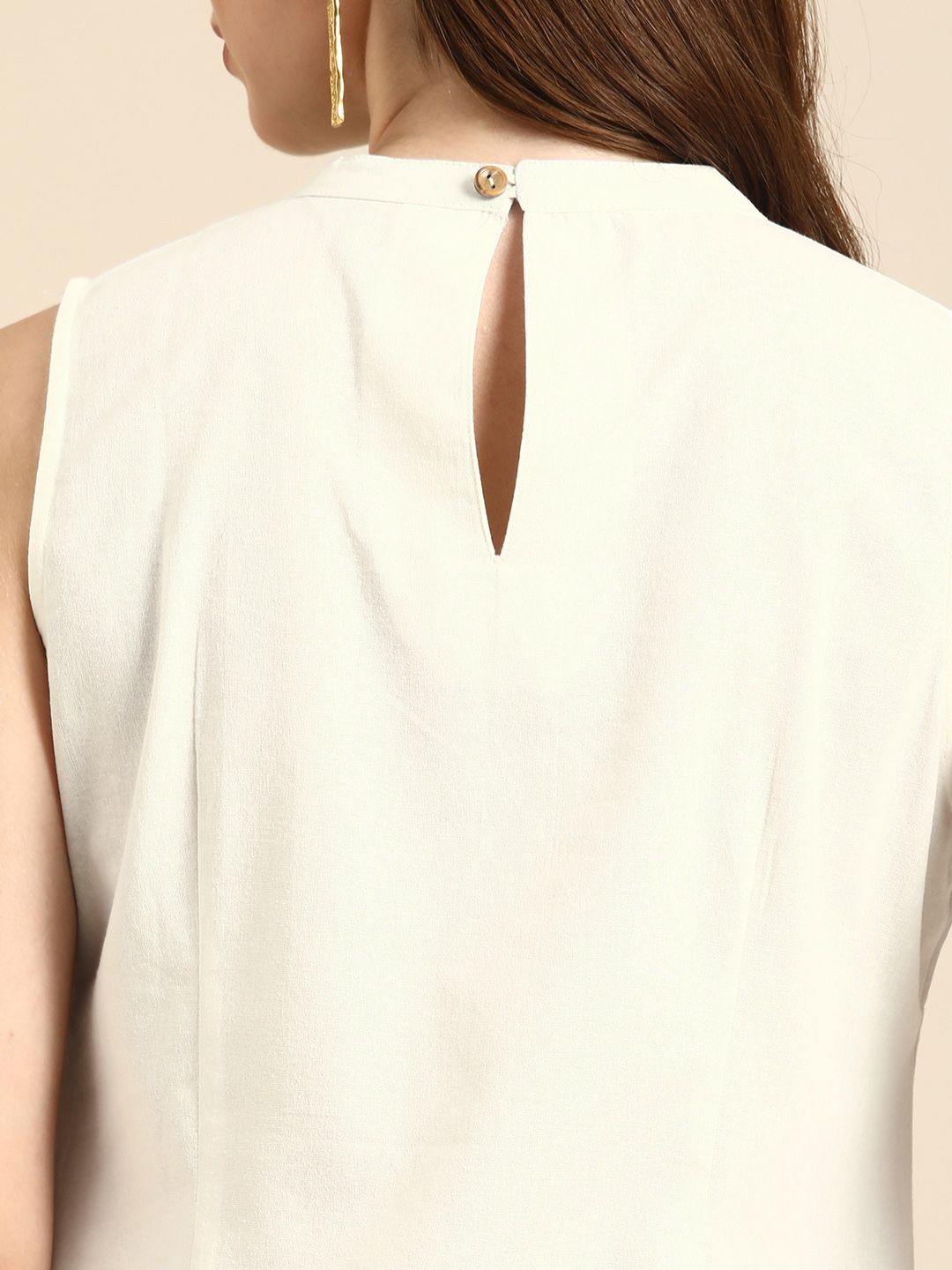 Anouk Women Solid Round Neck Pure Cotton Kurta