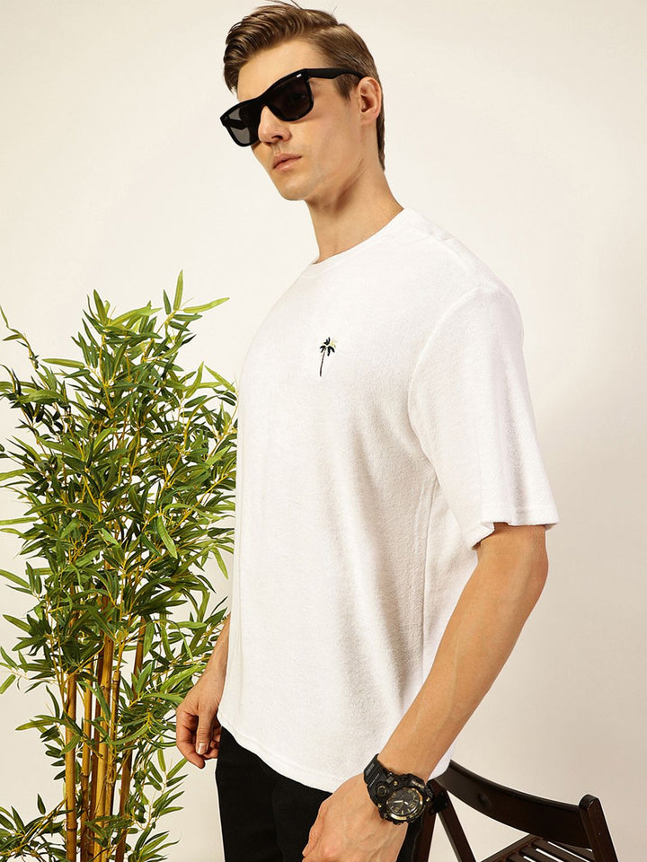 Thomas Scott Men's Solid Round Neck Oversized Casual T-shirt