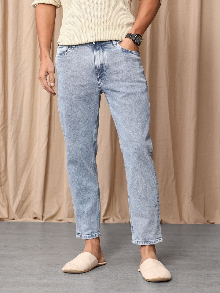 Mr Bowerbird Men Cropped Tapered Fit Heavy Fade Stretchable Jeans