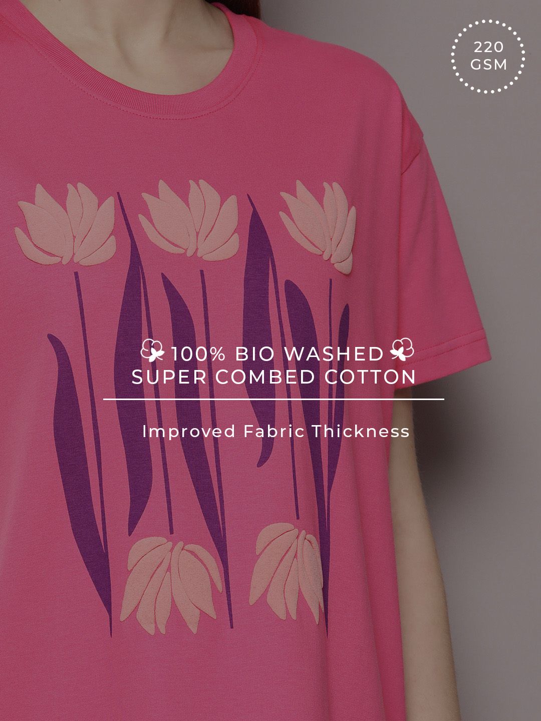 DILLINGER Women Graphic Printed Embossed Oversized T-shirt