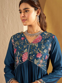 Indo Era Floral Yoke Design Empire A-Line Sequinned Liva Kurta with Trousers