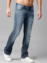 SPYKAR Men Cotton Bootcut Low-Rise Mildly Distressed Heavy Fade Stretchable Jeans