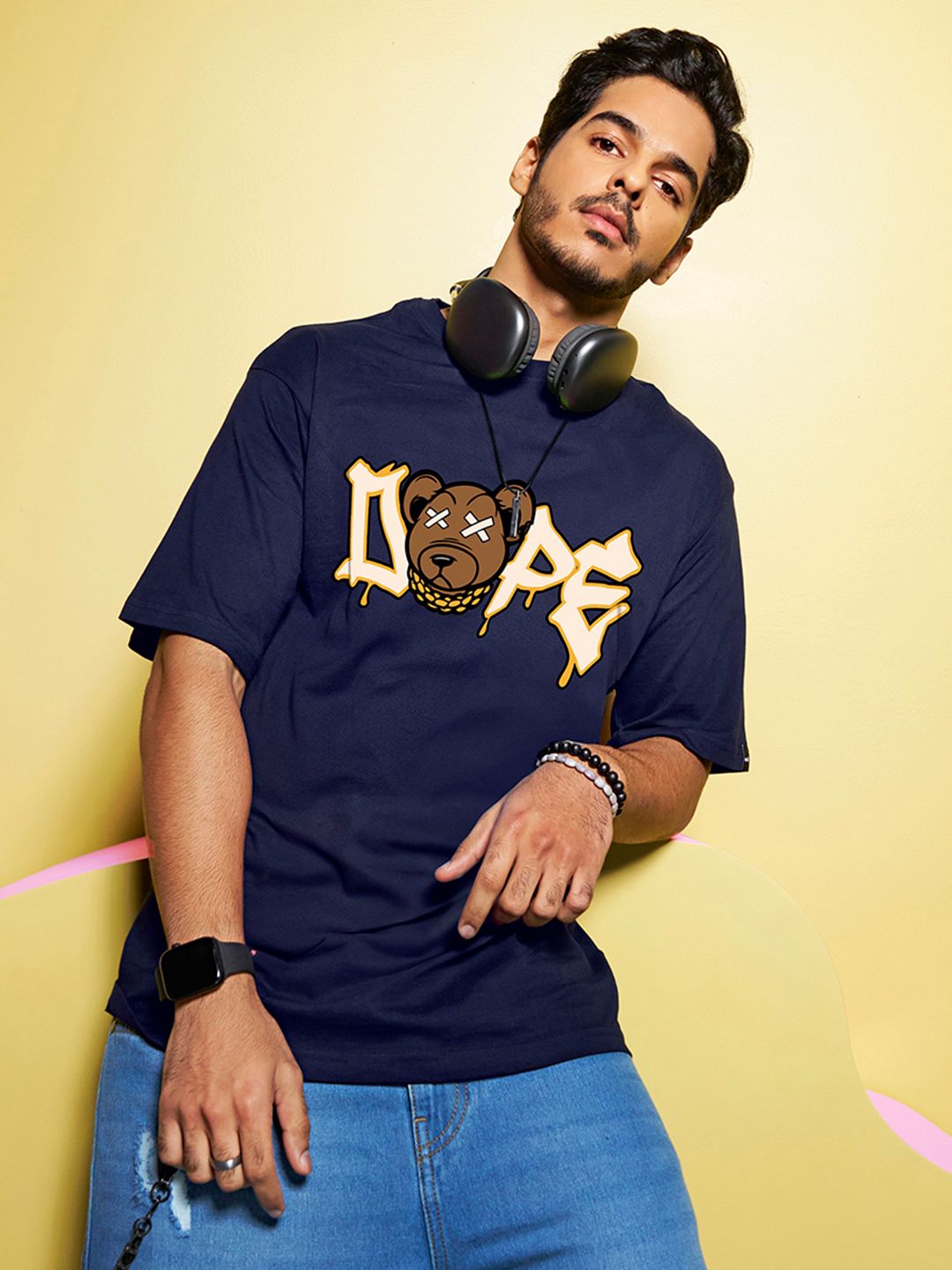 Bewakoof Dope Bear Graphic Printed Oversized T-shirt