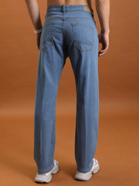 HIGHLANDER Men Straight Fit Mid-Rise Clean Look Light Fade Stretchable Jeans