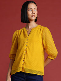 all about you Dobby Detail Puff Sleeve Top