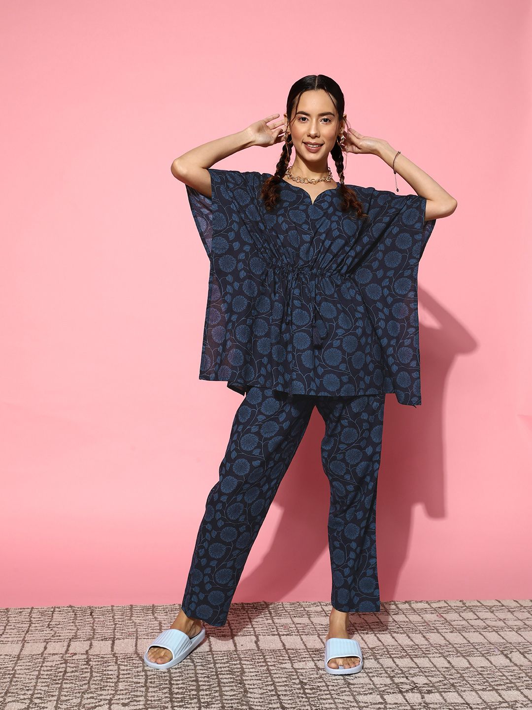 SANSKRUTIHOMES Printed Pure Cotton Tunic With Trousers