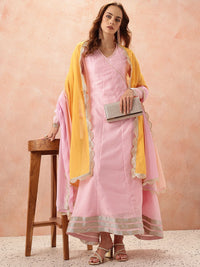 all about you Lace Taping Ethnic Dress With Dupatta