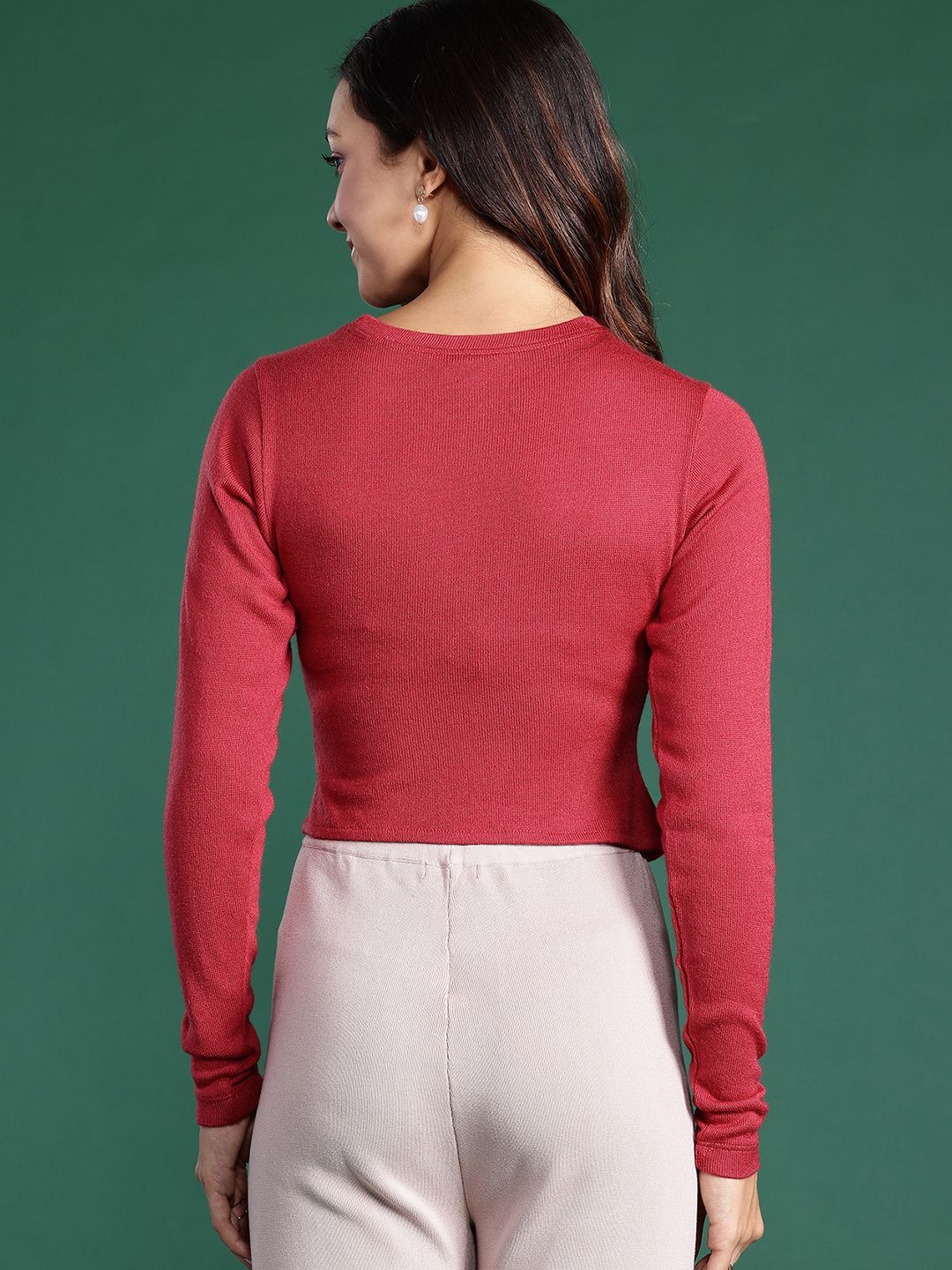 DressBerry Solid Pointed Hem Acrylic Pullover