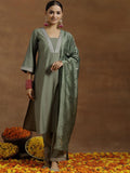 Gerua By Libas Women Floral Yoke Design Regular Sequinned Kurta with Trousers & With Dupatta