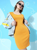 DressBerry Oranate Mustard Yellow Bodycon Mini We (May) Party Skewed Sexy Dress