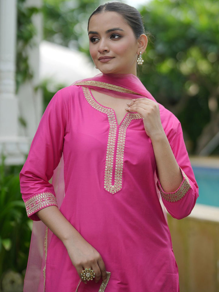 Indo Era Women Embroidered Regular Kurta with Trousers & With Dupatta