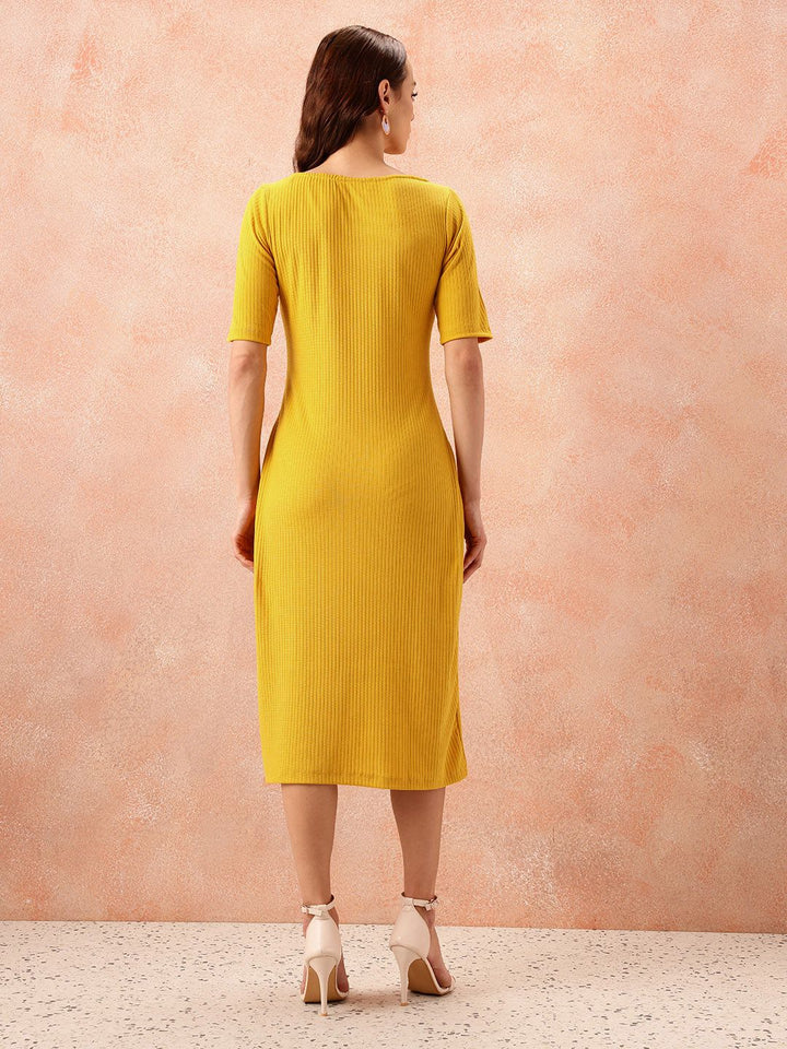 all about you Ribbed Square Neck Midi Slip Sheath Dress