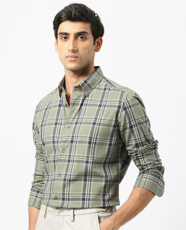 RARE RABBIT Men Torrey Slim Fit Tartan Checked Cotton Shirt