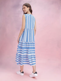 DressBerry Geometric Printed A-Line Midi Dress