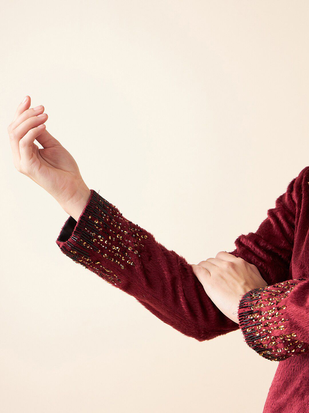 Antheaa Embellished Jacket With Pleated Palazzos