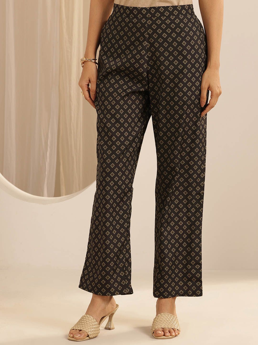 Libas Ethnic Motifs Printed Round Neck Straight Kurta with Palazzos