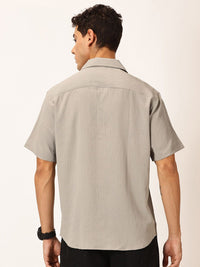 Thomas Scott Premium Slim Fit Self Design Textured Cuban Collar Seersucker Casual Shirt