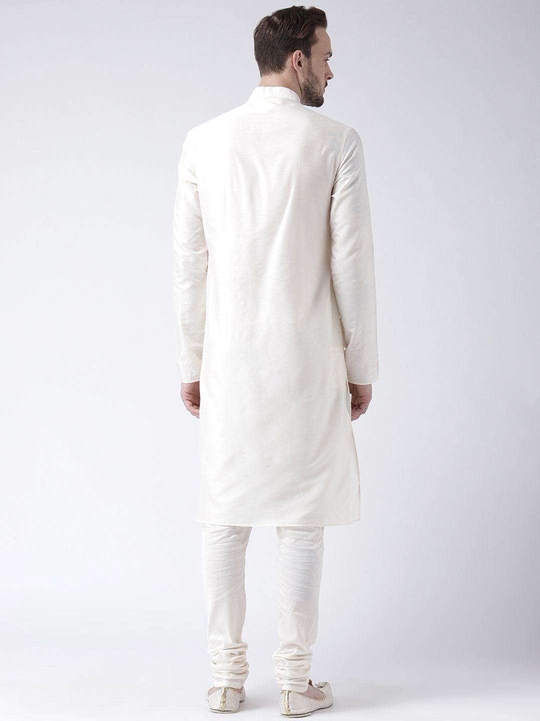 KISAH Men Cream-Coloured Solid Straight Kurta