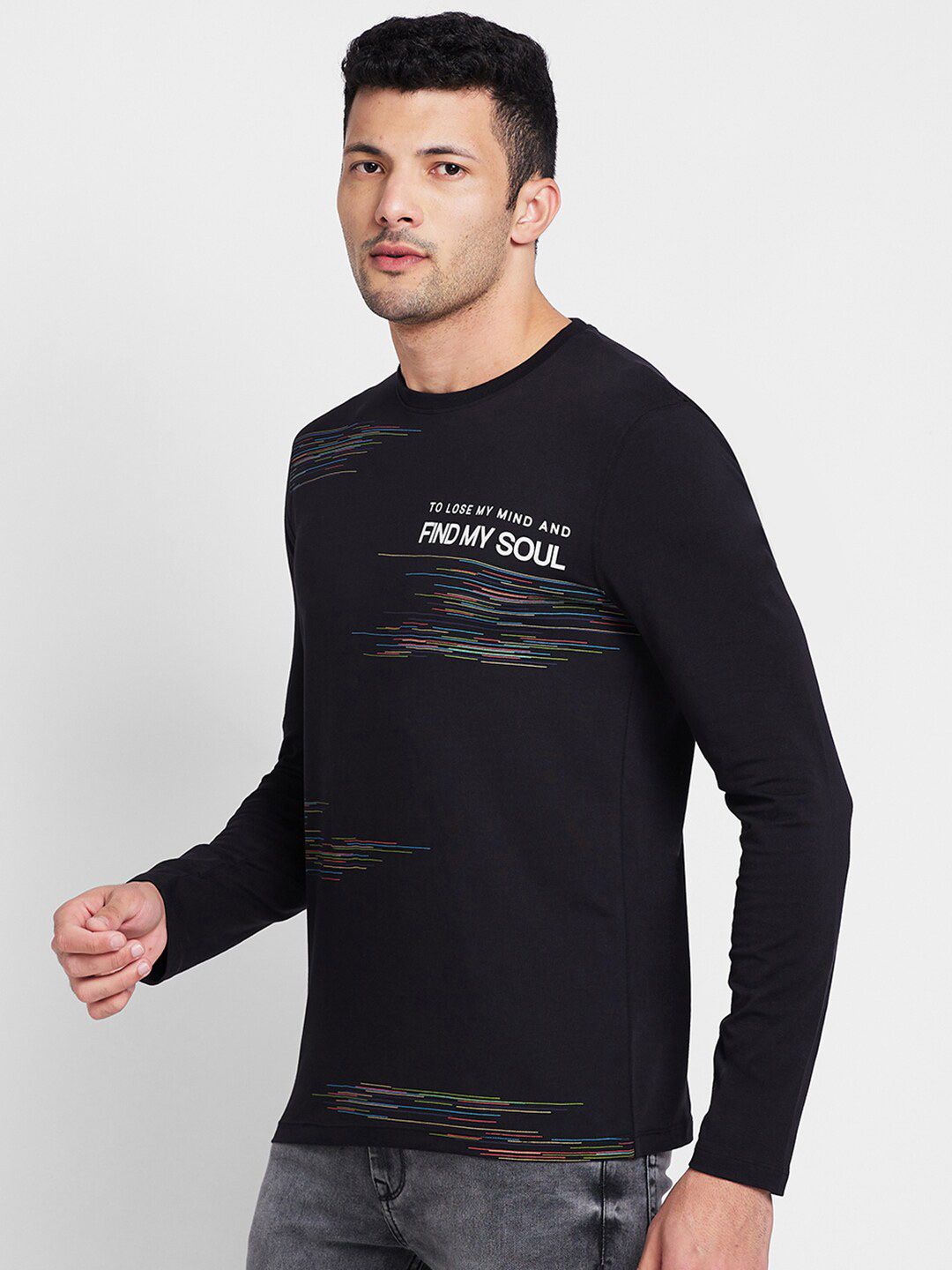 Being Human Typography Printed Round Neck Long Sleeves Regular T-shirt