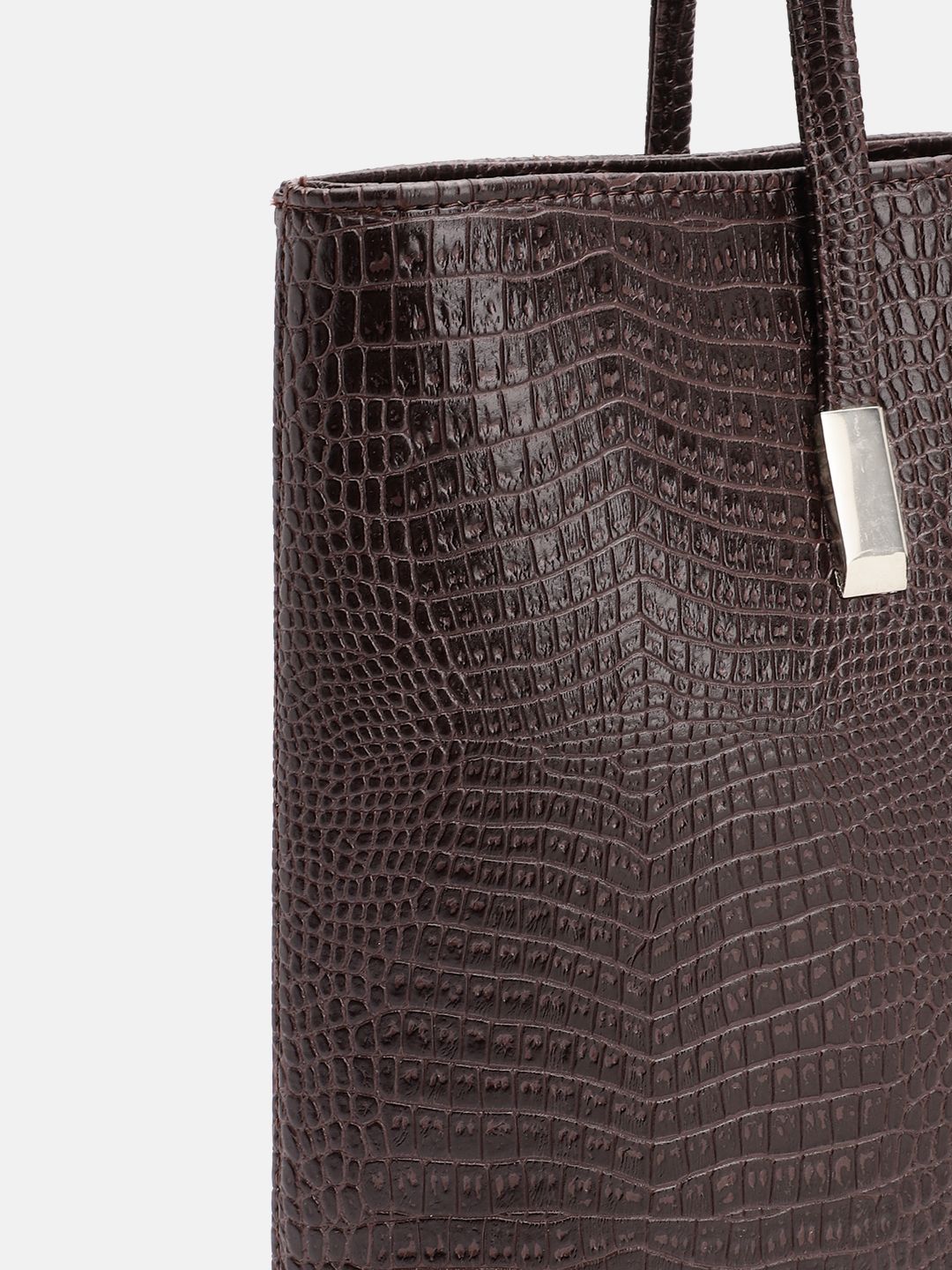 Lino Perros Croc Textured Structured Shoulder Bag