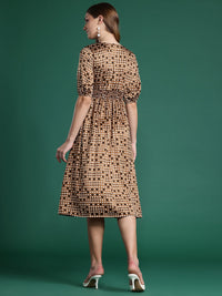 DressBerry Printed Smocked Detailing A-Line Dress