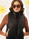 DressBerry Women Black Solid Padded Jacket