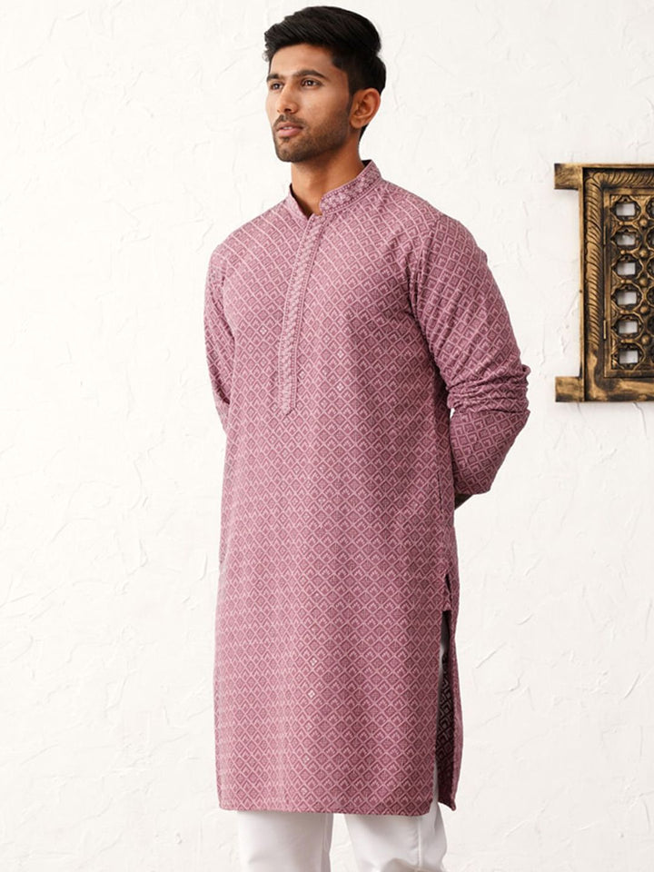 Jompers Ethnic Motifs Embroidered Sequinned Mandarin Collar Straight Kurta