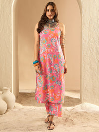 Indo Era Women Floral Printed Regular Pure Cotton Kurta with Palazzos