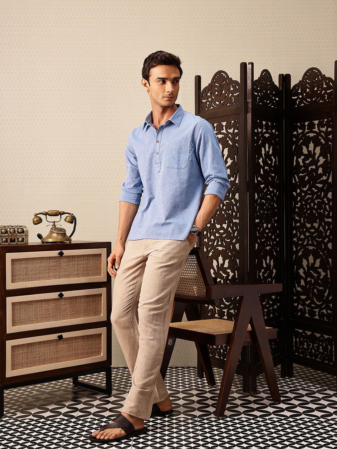 House of Pataudi Shirt Collar Rozana Kurta