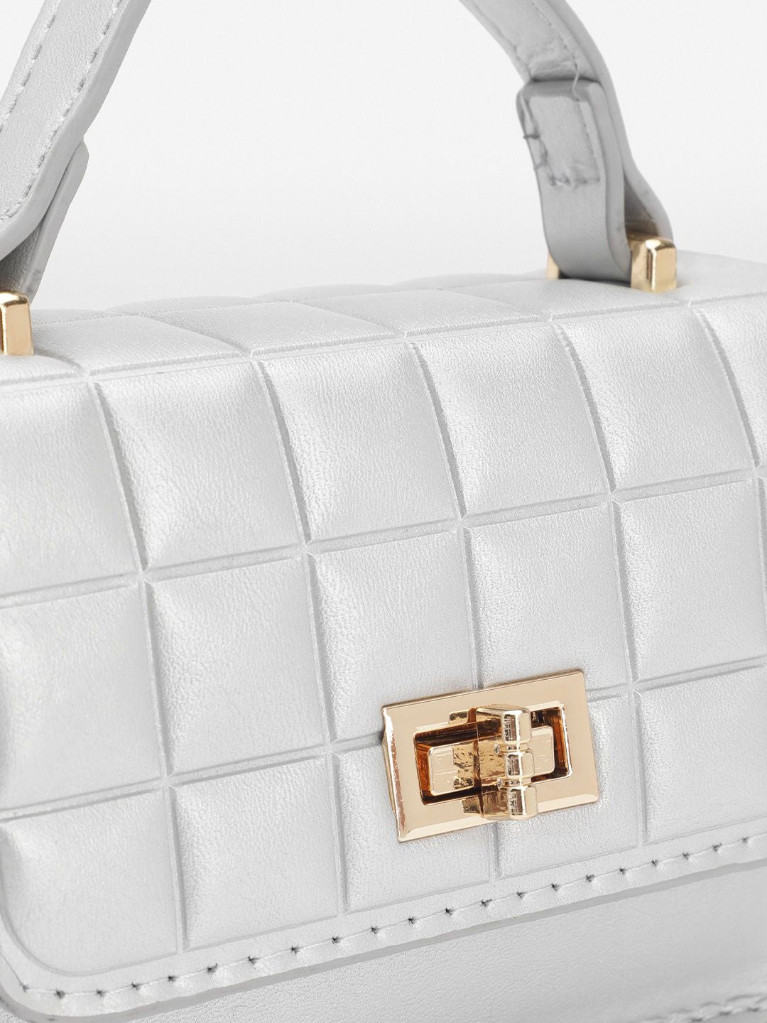 DressBerry Quilted Structured Satchel Bag