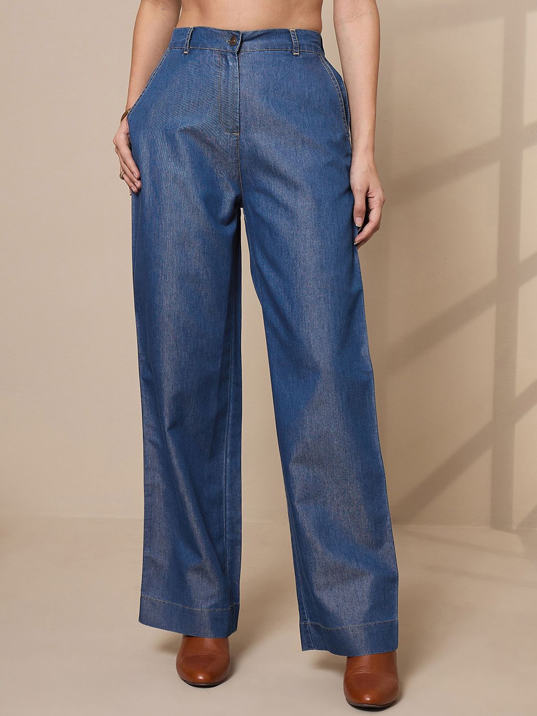 SASSAFRAS worklyf Pure Cotton Peplum Top With Straight Trousers