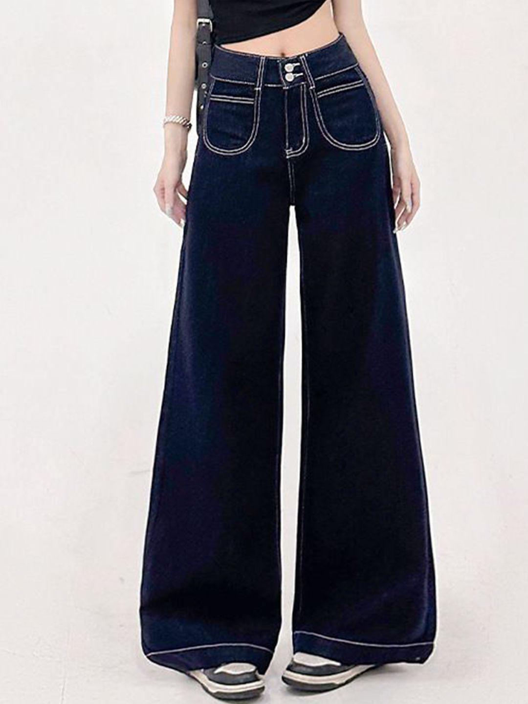 DressBerry Women Wide Leg High-Rise Jeans