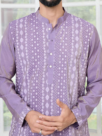 See Designs Men Embroidered Regular Sequinned Pure Cotton Kurta with Pyjamas