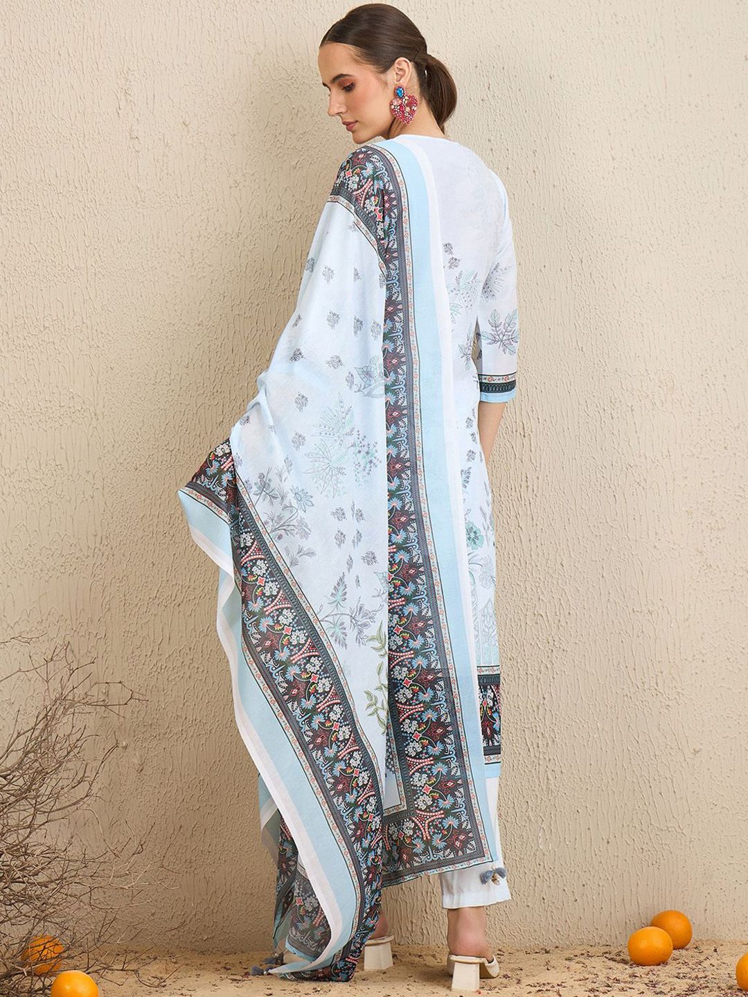 Indo Era Ethnic Motifs Printed Kurta With Trousers & Dupatta